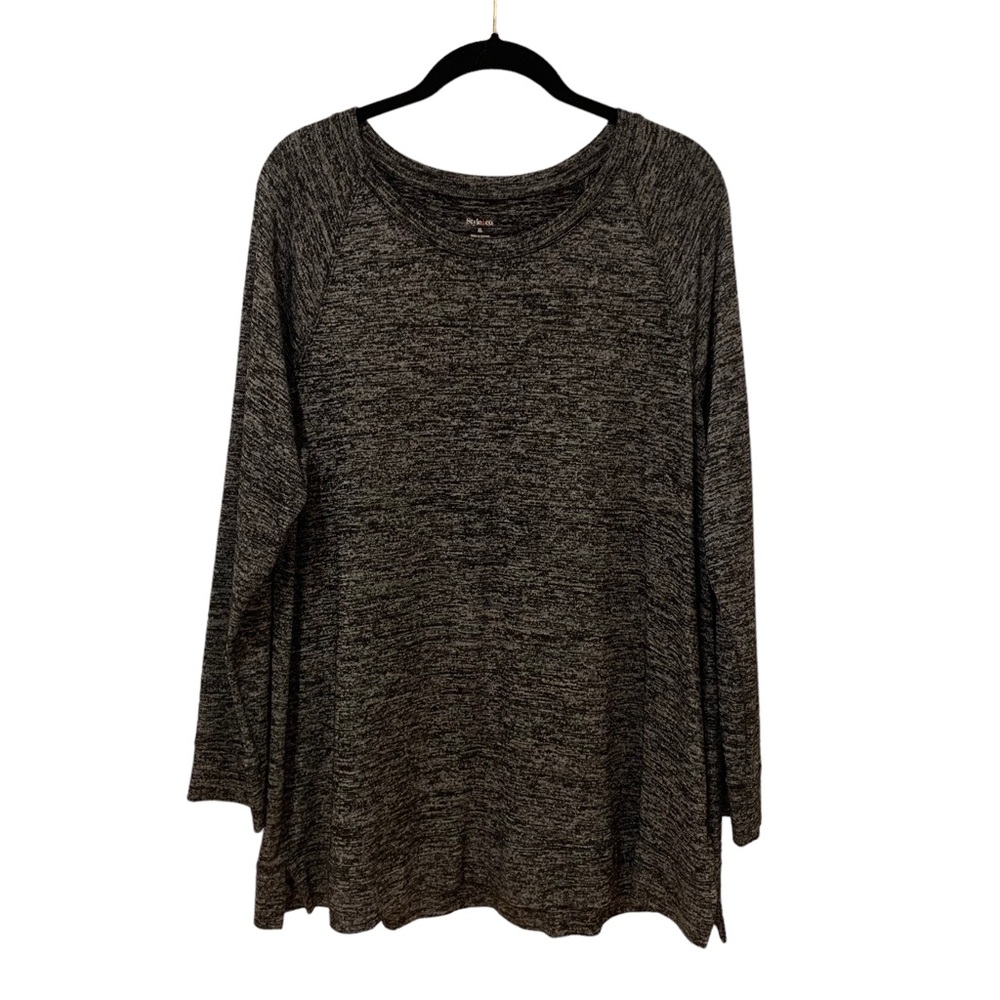 Style & Co. Black / Gray Jersey Raglan Tee Long Sleeves Sz SL